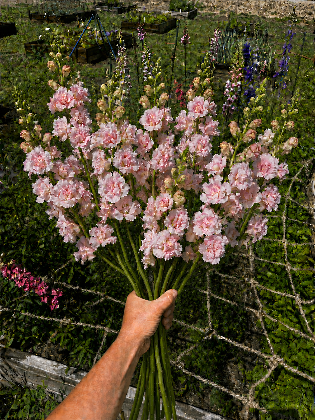 Snapdragons Snapstar Salmon and Pink:  A newer snapdragon series with beautifully ruffled, double blooms in soft salmon and pink.